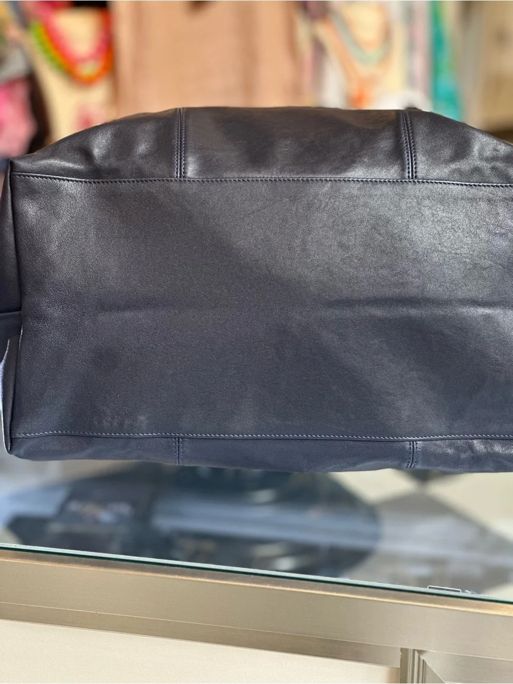 Longchamp Navy leather Cuir Large Travel Bag